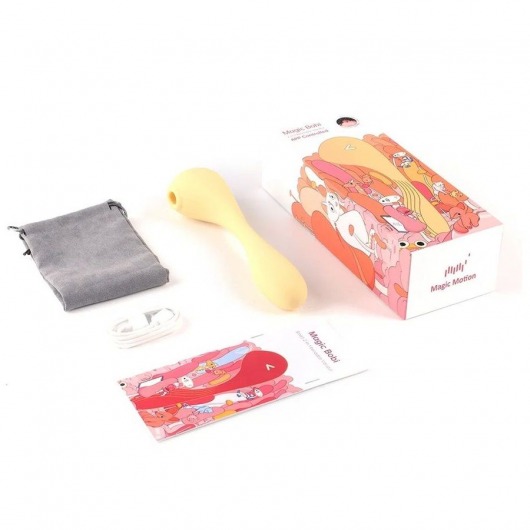 Желтый вибратор Magic Motion Bobi с вакуумной стимуляцией - Magic Motion