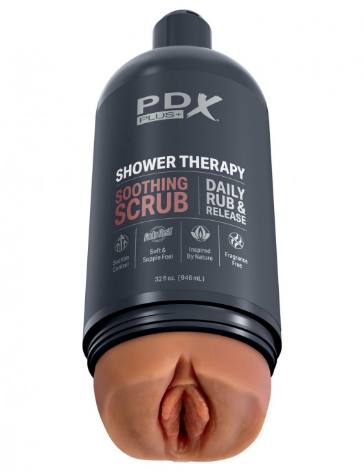 Мастурбатор-вагина цвета карамели Shower Therapy Soothing Scrub - Pipedream - в Новокуйбышевске купить с доставкой