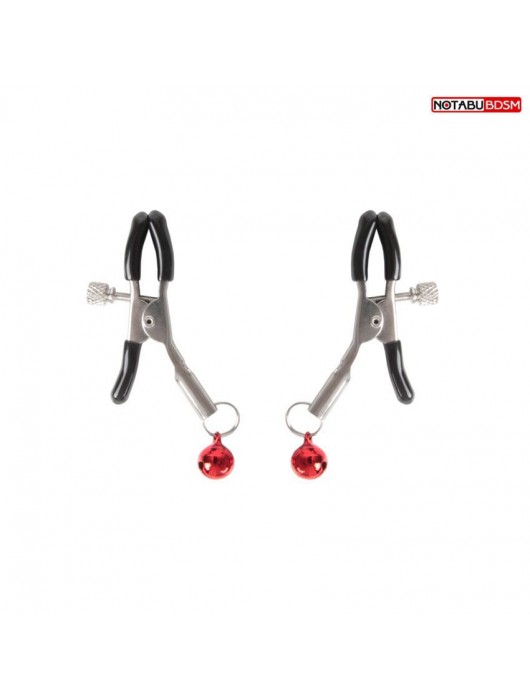 Серебристые зажимы на соски с шариками - Notabu - купить с доставкой в Новокуйбышевске