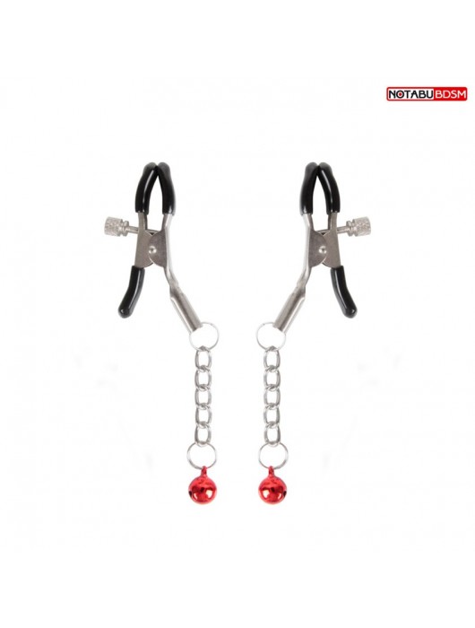 Серебристые зажимы на соски с шариками на цепочках - Notabu - купить с доставкой в Новокуйбышевске