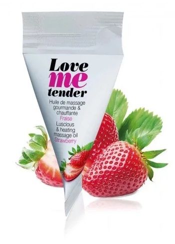 Съедобное согревающее массажное масло Love Me Tender Strawberry с ароматом клубники - 10 мл. - Love to Love - купить с доставкой в Новокуйбышевске