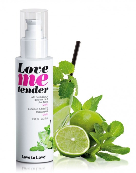 Съедобное согревающее массажное масло Love Me Tender Mojito с ароматом мохито - 100 мл. - Love to Love - купить с доставкой в Новокуйбышевске