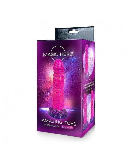 Розовый рельефный фантазийный фаллоимитатор - 20 см. - Bior toys - купить с доставкой в Новокуйбышевске