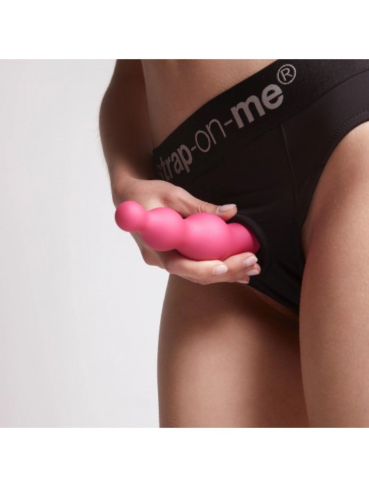 Розовый стимулятор-ёлочка Dildo Plug Beads Framboise Size M - 15 см. - Strap-on-me