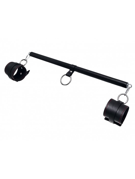 Черная распорка для ног с кожаными манжетами - Pecado - купить с доставкой в Новокуйбышевске