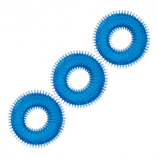 Комплект из трех голубых колец для эрекции 3-Pack Ultra-Stim Stretch Cock Rings - BlueLine - в Новокуйбышевске купить с доставкой