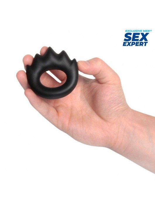 Черное эрекционное кольцо в форме пламени - Sex Expert - в Новокуйбышевске купить с доставкой