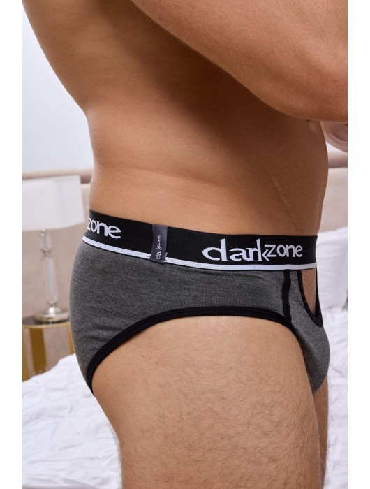 Темно-серые мужские трусы-брифы с вырезом - Darkzone купить с доставкой