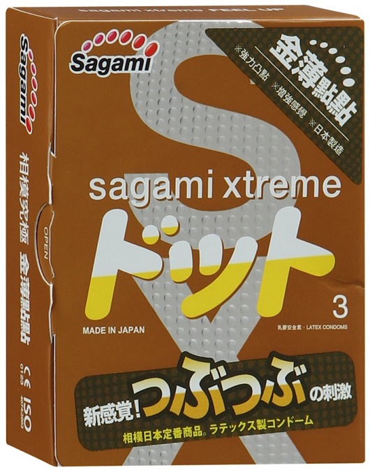 Презервативы Sagami Xtreme FEEL UP с точечной текстурой и линиями прилегания - 3 шт. - Sagami - купить с доставкой в Новокуйбышевске