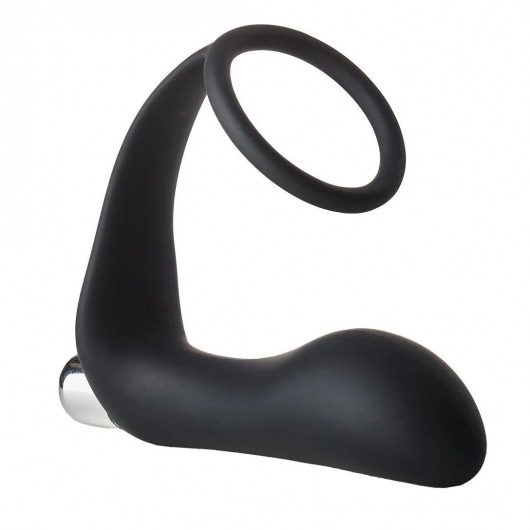 Черное эрекционное кольцо с вибропробкой Vibrating Anal Plug With Cockring - Dream Toys - в Новокуйбышевске купить с доставкой