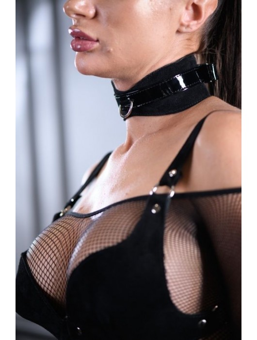 Эффектный замшевый ошейник Sex Game - БДСМ Арсенал - купить с доставкой в Новокуйбышевске