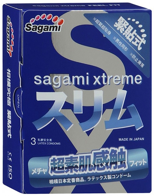 Розовые презервативы Sagami Xtreme FEEL FIT 3D - 3 шт. - Sagami - купить с доставкой в Новокуйбышевске