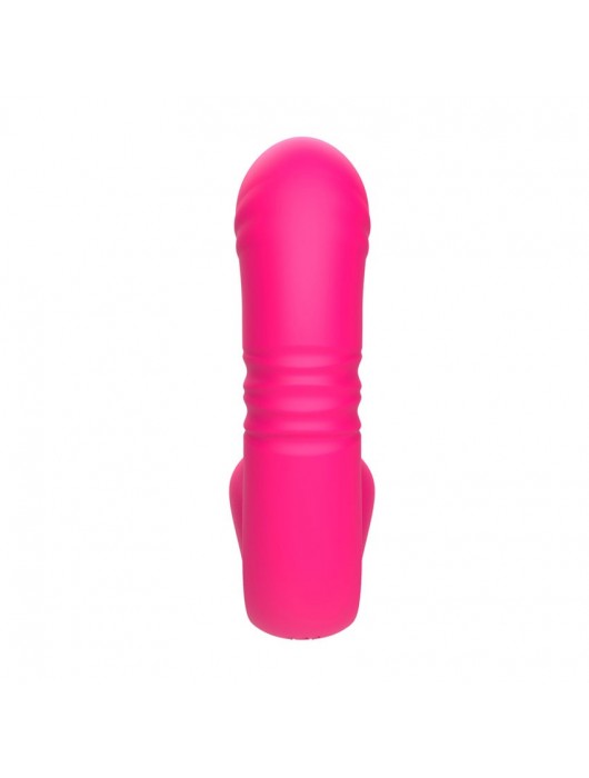 Розовый изогнутый вибратор с фрикциями - 19,7 см. - I-MOON