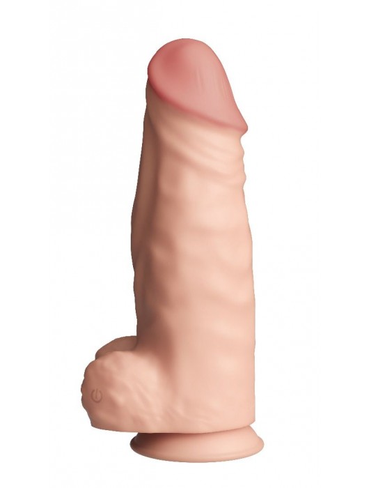 Телесный перезаряжаемый вибратор-гигант на присоске - 34 см. - LOVETOY (А-Полимер)