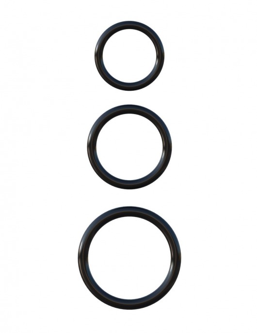 Набор из трех черных эрекционных колец Silicone 3-Ring Stamina Set - Pipedream - в Новокуйбышевске купить с доставкой