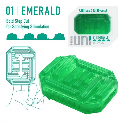 Зеленый мастурбатор-стимулятор Tenga Uni Emerald - Tenga - в Новокуйбышевске купить с доставкой