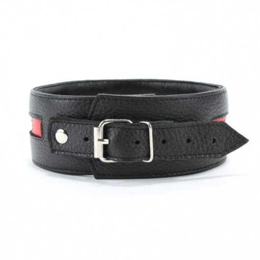 Черно-красный ошейник на пряжке - БДСМ Арсенал - купить с доставкой в Новокуйбышевске