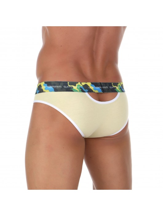 Желтые мужские трусы-слипы с пикантными вырезами под поясом - VAN BAAM купить с доставкой