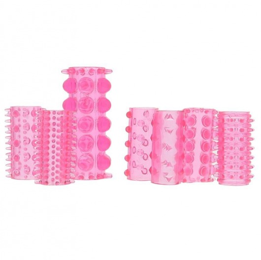 Набор из 7 розовых насадок на пенис ONE-A-DAY PENIS SLEEVES PINK - Seven Creations - в Новокуйбышевске купить с доставкой