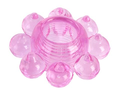 Розовое гелевое эрекционное кольцо-цветок - Toyfa Basic - в Новокуйбышевске купить с доставкой
