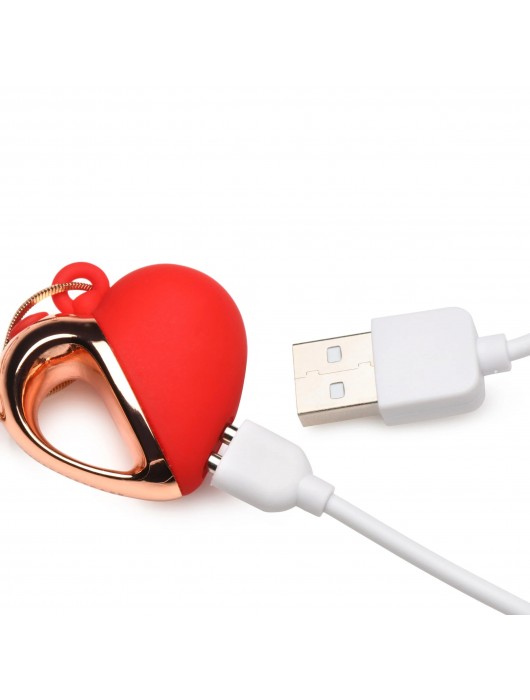 Красное ожерелье с подвеской-вибратором 10X Vibrating Silicone Heart Necklace - XR Brands