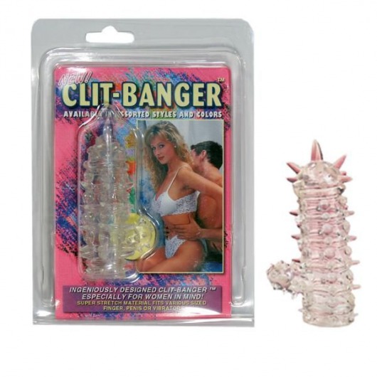 Прозрачная насадка с шипами и клиторальной шишечкой CLIT-BANGER SLEEVE IN CLEAR - Tonga - в Новокуйбышевске купить с доставкой