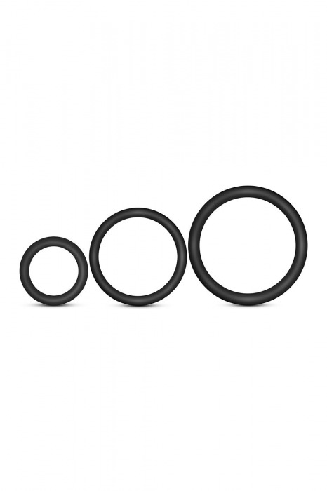 Набор из 3 черных эрекционных колец Cock Ring Set - Blush Novelties - в Новокуйбышевске купить с доставкой