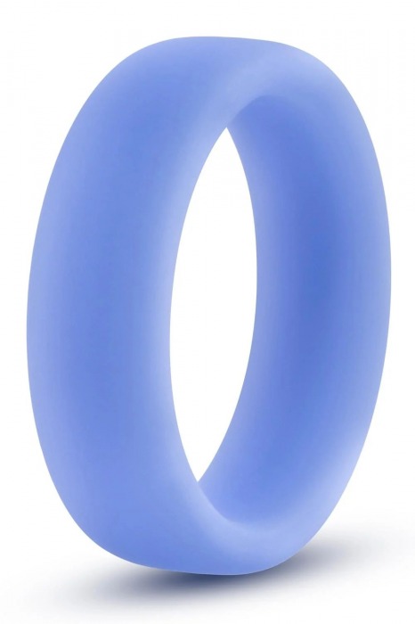 Голубое люминесцентное кольцо Silicone Glo Cock Ring - Blush Novelties - в Новокуйбышевске купить с доставкой