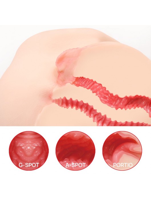 Телесный полуторс с двойным слоем материала и вибрацией Vanilla Onahole Real Vagina - KOKOS - в Новокуйбышевске купить с доставкой