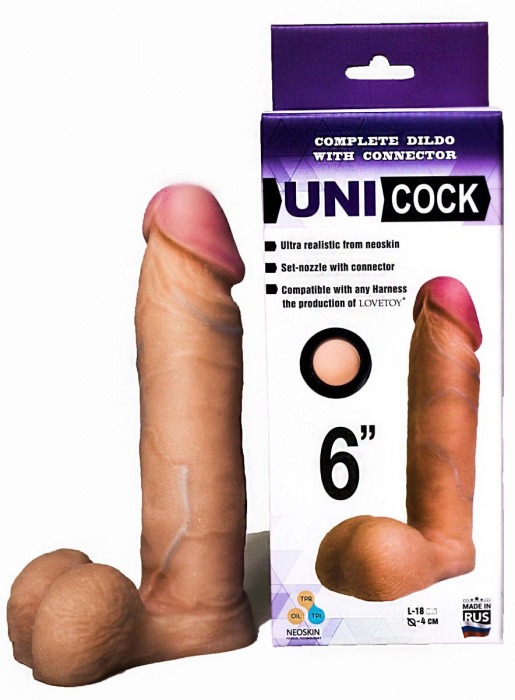 Насадка для страпона фаллической формы UNICOCK 6  - 18 см. - LOVETOY (А-Полимер) - купить с доставкой в Новокуйбышевске