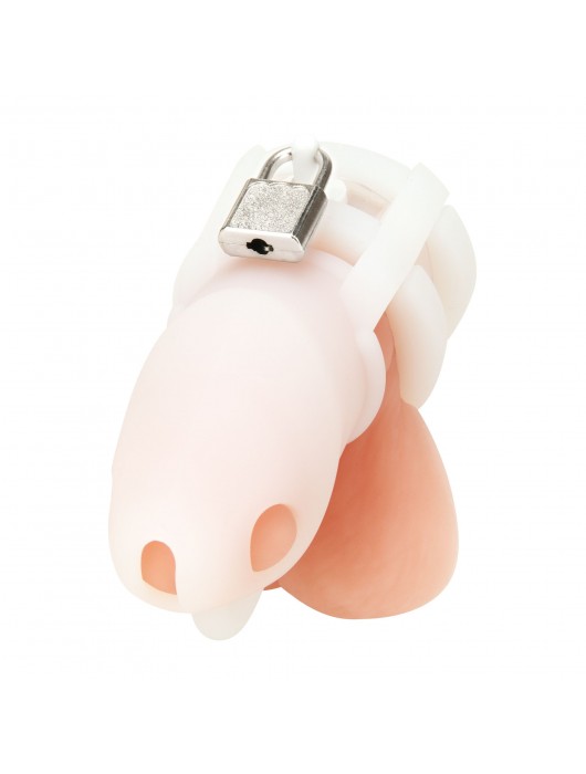 Белая клетка для пениса Silicone Small 2 in Cock Cage With Ball Divider - BlueLine - купить с доставкой в Новокуйбышевске