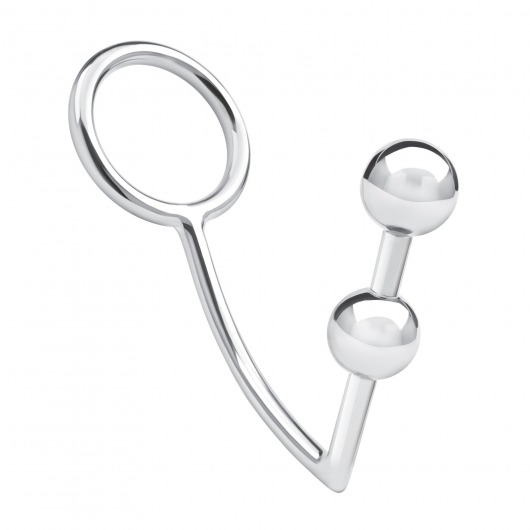 Кольцо на пенис с анальным стимулятором Two Bead Stainless Steel Anal Hook   Cock Ring - BlueLine - в Новокуйбышевске купить с доставкой