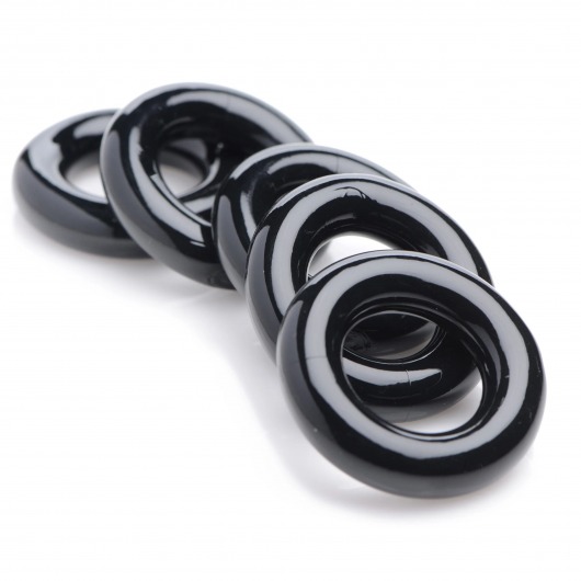 Комплект из 5 черных эрекционных колец для мошонки Ring Master Custom Ball Stretcher Kit - XR Brands - в Новокуйбышевске купить с доставкой