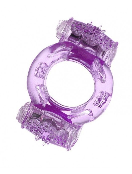 Фиолетовое виброкольцо с двумя вибропульками - Toyfa Basic - в Новокуйбышевске купить с доставкой