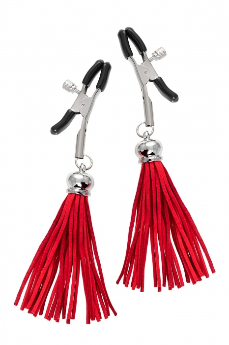 Зажимы на соски «Прищепки» с красными кисточками из замши - Pecado - купить с доставкой в Новокуйбышевске