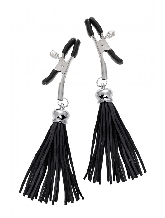 Зажимы на соски «Прищепки» с черными кисточками из замши - Pecado - купить с доставкой в Новокуйбышевске