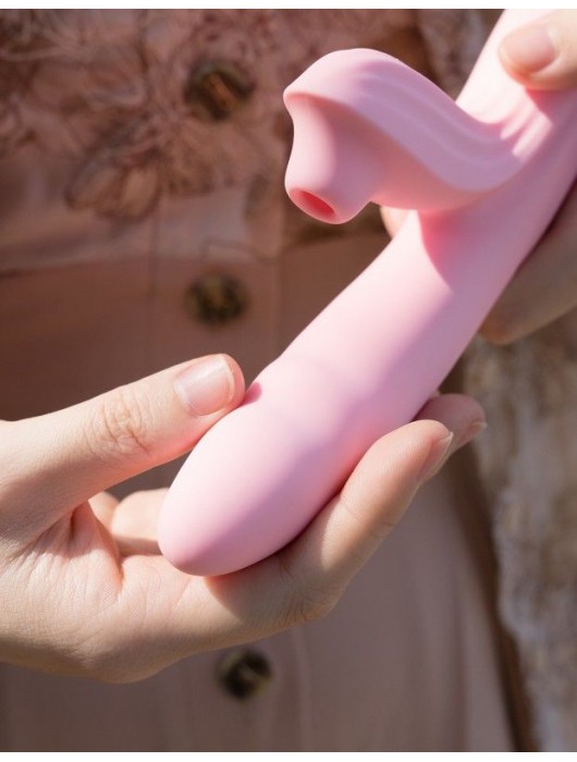 Розовый вибратор Anita с возвратно-поступательными движениями и вакуумом - 21,1 см. - BeYourLover