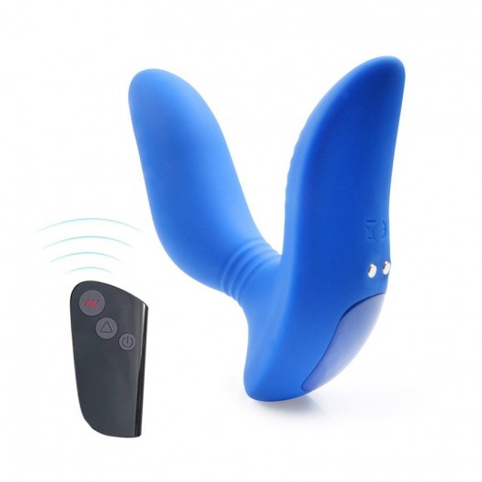 Синий вибромассажер простаты 3,5’’ Remote Control Curve P-spot Massager - 12 см. - Erokay - в Новокуйбышевске купить с доставкой