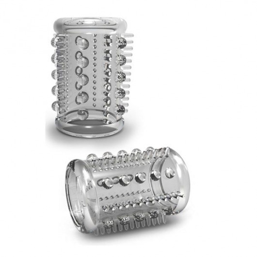 Прозрачная насадка с шипами и шишечками STAY HARD COCK SLEEVE 03 CLEAR - Blush Novelties - в Новокуйбышевске купить с доставкой
