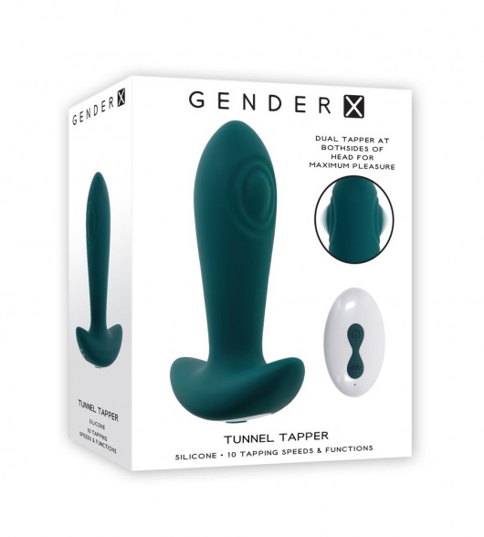 Изумрудная анальная вибропробка с пультом ДУ Tunnel Tapper - 12,1 см. - Gender X