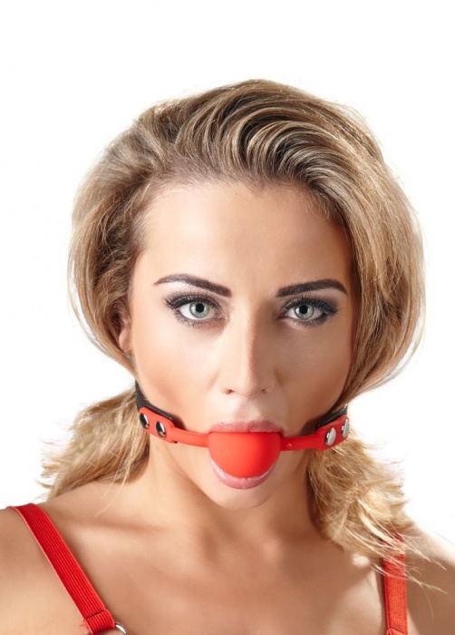 Силиконовый кляп-шар на чёрных ремешках Red Gag silicone - Orion - купить с доставкой в Новокуйбышевске