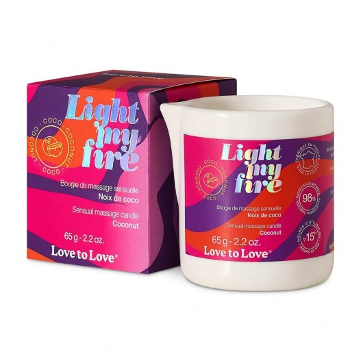 Массажная свеча Light My Fire Coconut с ароматом кокоса - 65 гр. - Love to Love - купить с доставкой в Новокуйбышевске