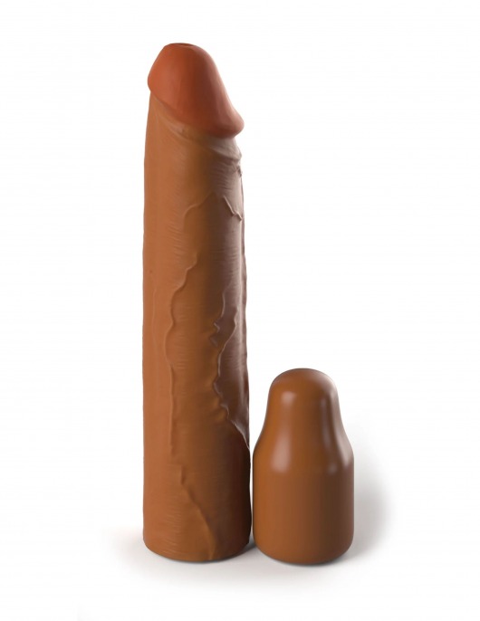 Коричневая насадка на член 2  Silicone X-tension - 20,3 см. - Pipedream - в Новокуйбышевске купить с доставкой