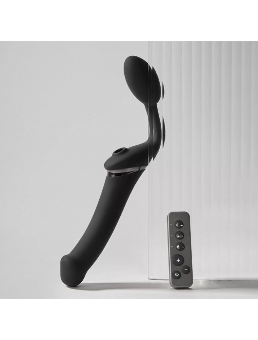 Черный безремневой вибрострапон Strap-On-Me Multi Orgasm Size XL - Strap-on-me - купить с доставкой в Новокуйбышевске