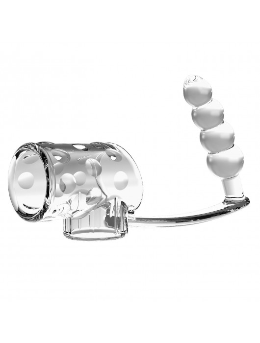 Прозрачная насадка на пенис и мошонку с анальным стимулятором Rilley - Baile - в Новокуйбышевске купить с доставкой