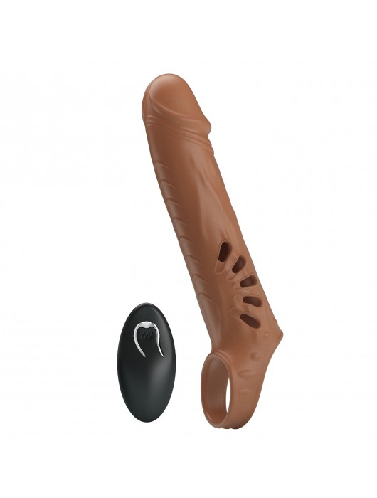 Коричневая вибронасадка с подхватом мошонки и пультом ДУ - Baile - в Новокуйбышевске купить с доставкой