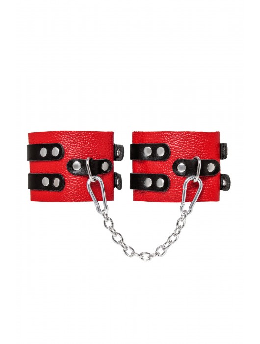 Красно-черные мягкие оковы с двумя ремешками с люверсами - Pecado - купить с доставкой в Новокуйбышевске