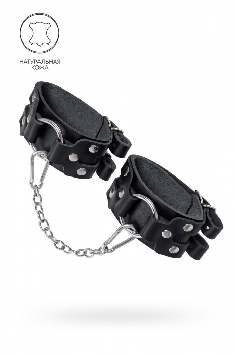 Черные кожаные оковы с двумя ремешками - Pecado - купить с доставкой в Новокуйбышевске