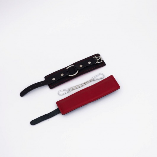 Черно-красные кожаные наручники - Crazy Handmade - купить с доставкой в Новокуйбышевске