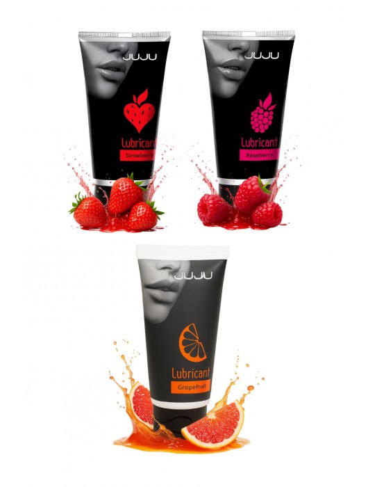 Набор из 3 съедобных лубрикантов JUJU (клубника, малина, грейпфрут) - JuJu - купить с доставкой в Новокуйбышевске